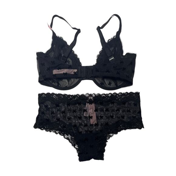 Victoria's Secret Tease Unlined Demi Bra and Lace-Trim Cheeky Panty Set 34DDD/M - Picture 2 of 4